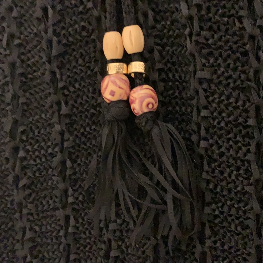 Pretty & Sexy Guess Black Knitted Ribbon With Beaded Tassels Dress - Picture 8 of 10